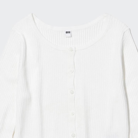 UNIQLO UV Protection Crew Neck Cropped Cardigan - White - Picture 7 of 7